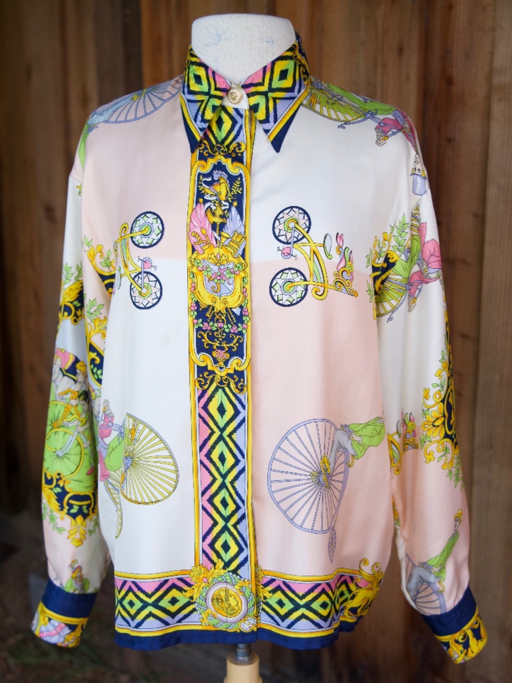 Vintage Marina Sitbon 100% Silk Kamosho Versace Blouse Made In France Woman's M